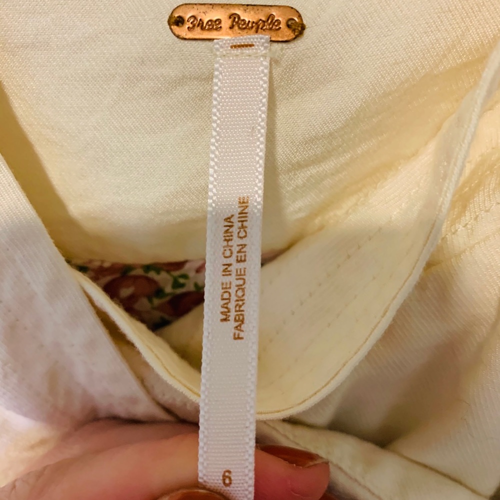Free People Cream Linen Button-Up Blouse - Picture 2 of 8